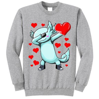 Dabbing Axolotl Heart funny Valentines Day Tall Sweatshirt