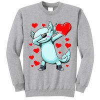 Dabbing Axolotl Heart funny Valentines Day Tall Sweatshirt