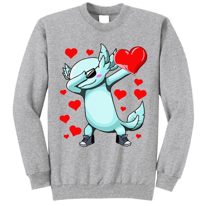 Dabbing Axolotl Heart funny Valentines Day Tall Sweatshirt