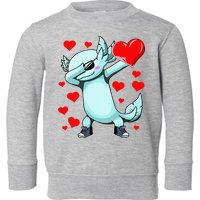 Dabbing Axolotl Heart funny Valentines Day Toddler Sweatshirt