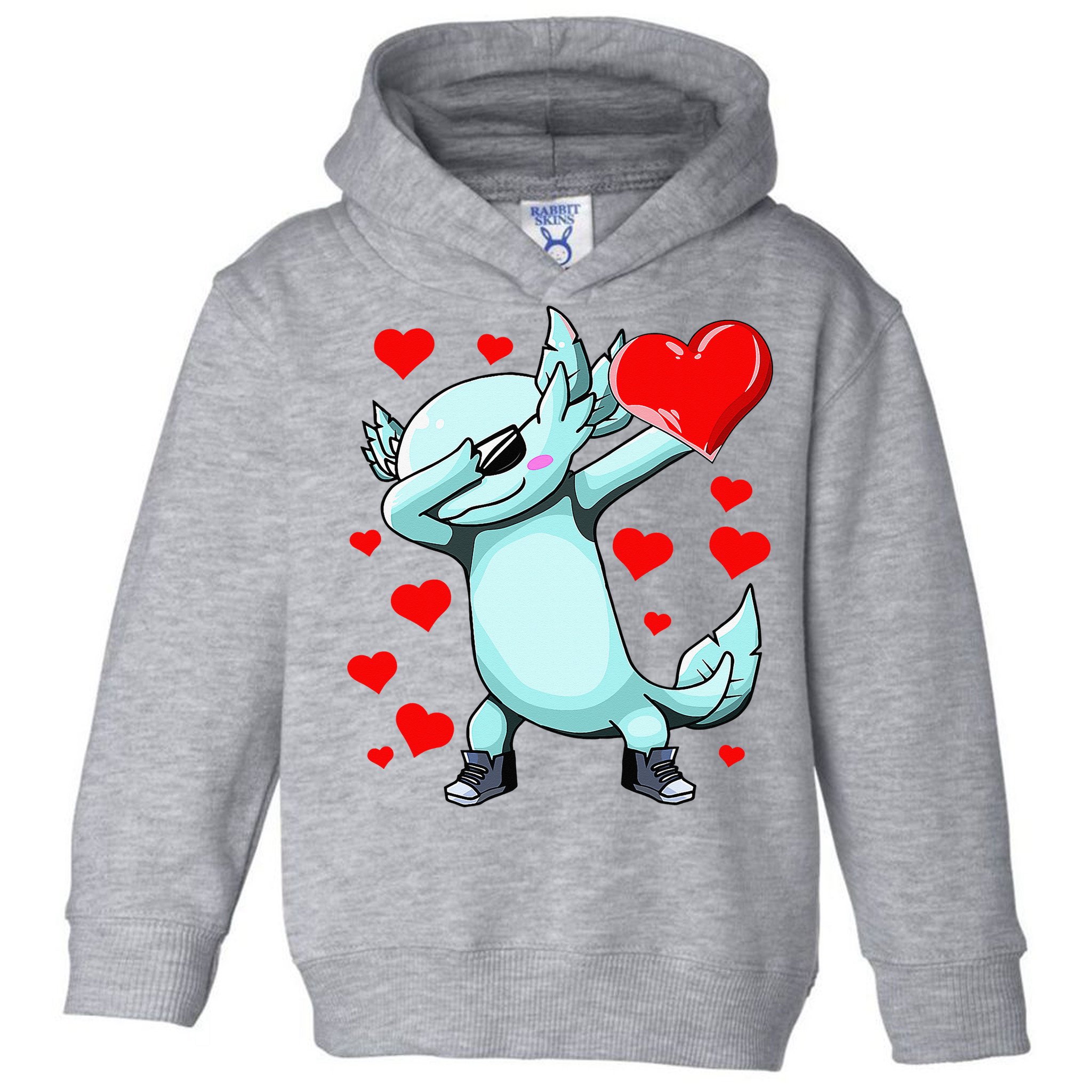 Dabbing Axolotl Heart funny Valentines Day Toddler Hoodie