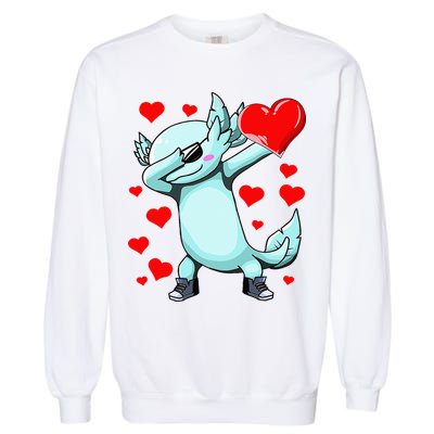 Dabbing Axolotl Heart funny Valentines Day Garment-Dyed Sweatshirt