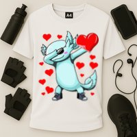 Dabbing Axolotl Heart funny Valentines Day Performance Shirt