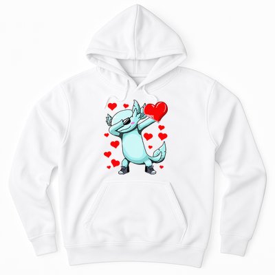 Dabbing Axolotl Heart funny Valentines Day Hoodie