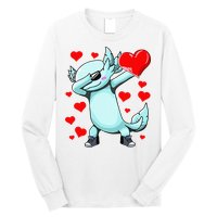 Dabbing Axolotl Heart funny Valentines Day Long Sleeve Shirt