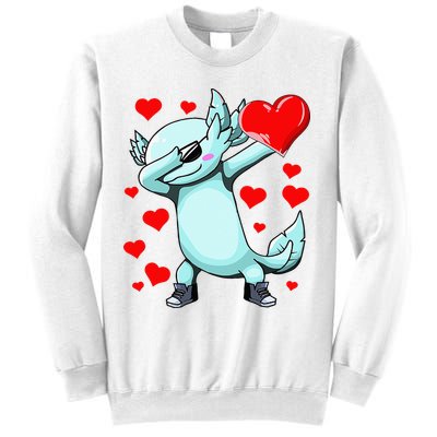 Dabbing Axolotl Heart funny Valentines Day Sweatshirt