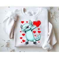 Dabbing Axolotl Heart funny Valentines Day Sweatshirt