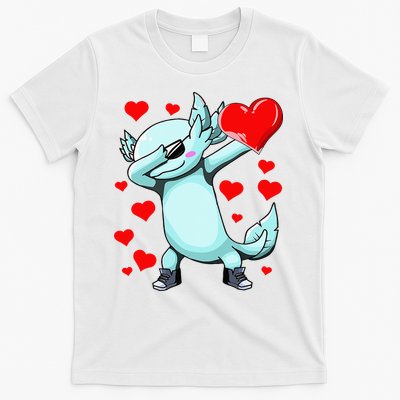Dabbing Axolotl Heart funny Valentines Day T-Shirt