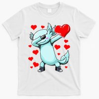 Dabbing Axolotl Heart funny Valentines Day T-Shirt