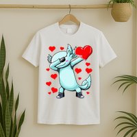 Dabbing Axolotl Heart funny Valentines Day T-Shirt