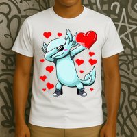 Dabbing Axolotl Heart funny Valentines Day T-Shirt
