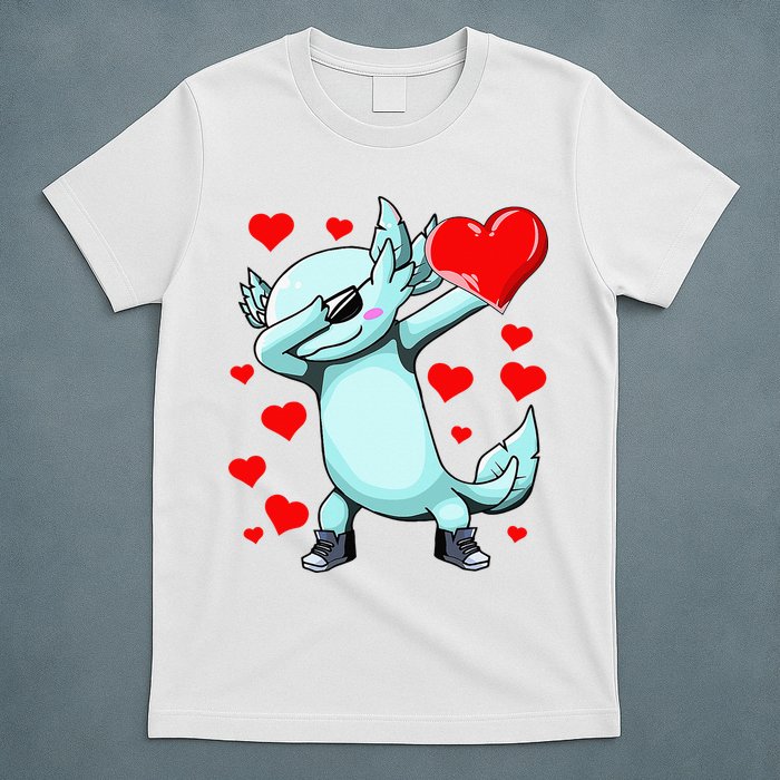 Dabbing Axolotl Heart funny Valentines Day T-Shirt