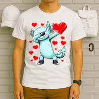 Dabbing Axolotl Heart funny Valentines Day T-Shirt