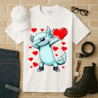 Dabbing Axolotl Heart funny Valentines Day Tall T-Shirt