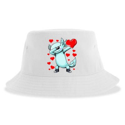 Dabbing Axolotl Heart funny Valentines Day Sustainable Bucket Hat