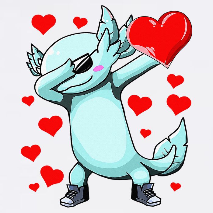 Dabbing Axolotl Heart funny Valentines Day Sustainable Bucket Hat