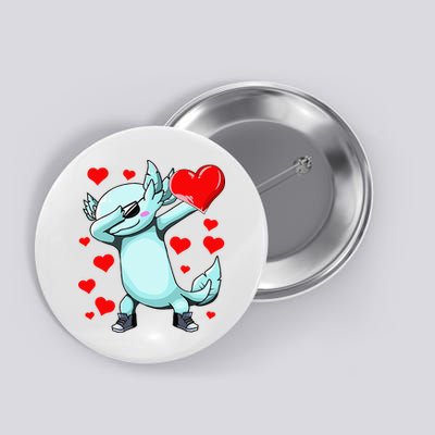 Dabbing Axolotl Heart funny Valentines Day Button
