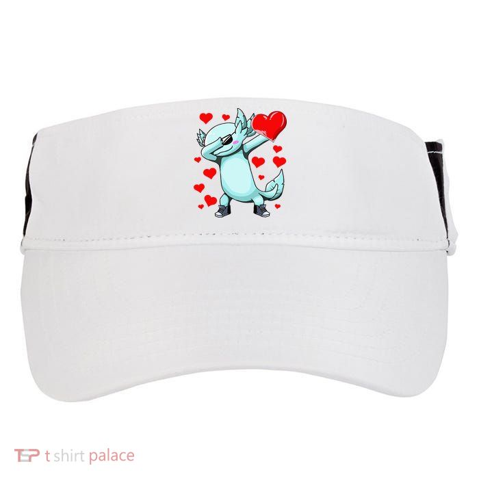 Dabbing Axolotl Heart funny Valentines Day Adult Drive Performance Visor