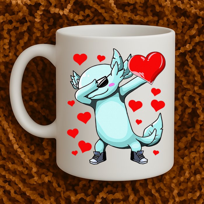 Dabbing Axolotl Heart funny Valentines Day Mug