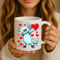 Dabbing Axolotl Heart funny Valentines Day Mug