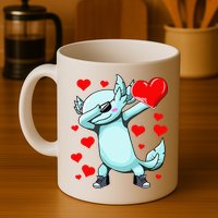 Dabbing Axolotl Heart funny Valentines Day Mug