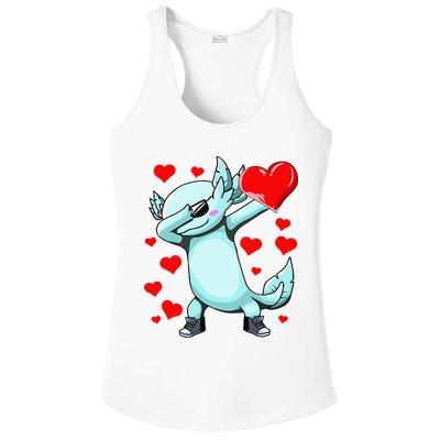 Dabbing Axolotl Heart funny Valentines Day Ladies PosiCharge Competitor Racerback Tank