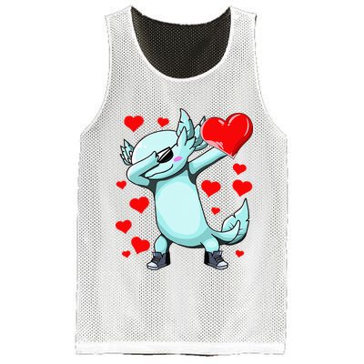 Dabbing Axolotl Heart funny Valentines Day Mesh Reversible Basketball Jersey Tank
