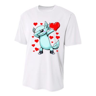 Dabbing Axolotl Heart funny Valentines Day Youth Performance Sprint T-Shirt