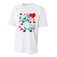 Dabbing Axolotl Heart funny Valentines Day Youth Performance Sprint T-Shirt