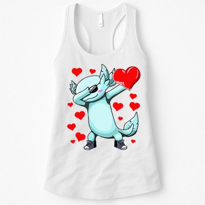 Dabbing Axolotl Heart funny Valentines Day Womens Tank Top