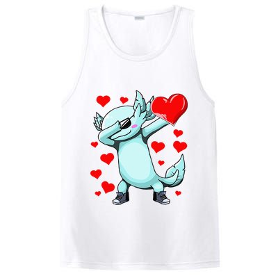 Dabbing Axolotl Heart funny Valentines Day PosiCharge Competitor Tank