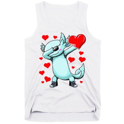 Dabbing Axolotl Heart funny Valentines Day Tank Top