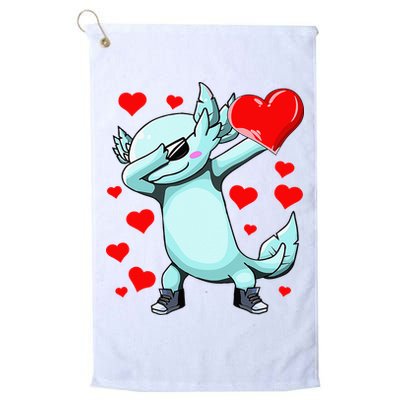 Dabbing Axolotl Heart funny Valentines Day Golf Towel
