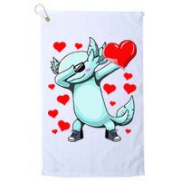 Dabbing Axolotl Heart funny Valentines Day Golf Towel