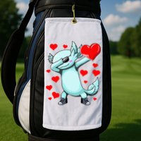 Dabbing Axolotl Heart funny Valentines Day Golf Towel