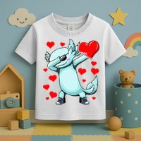 Dabbing Axolotl Heart funny Valentines Day Toddler T-Shirt