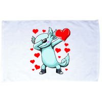 Dabbing Axolotl Heart funny Valentines Day Microfiber Hand Towel