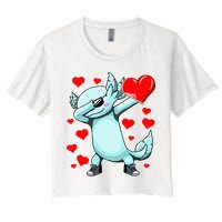 Dabbing Axolotl Heart funny Valentines Day Crop Top