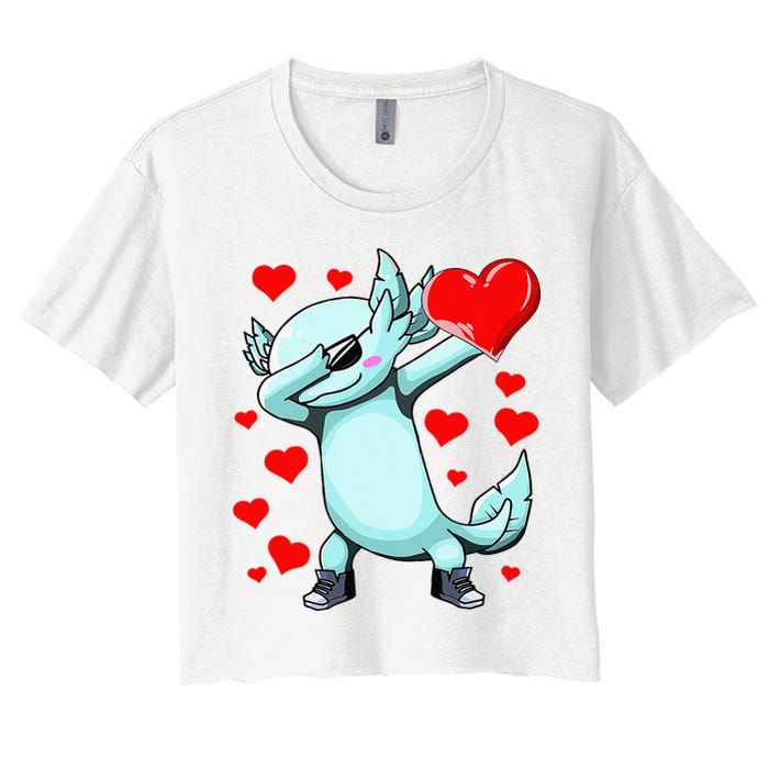 Dabbing Axolotl Heart funny Valentines Day Crop Top
