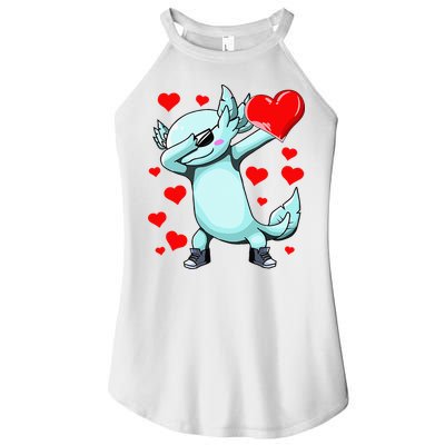 Dabbing Axolotl Heart funny Valentines Day Women's Perfect Tri Rocker Tank