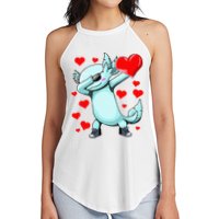 Dabbing Axolotl Heart funny Valentines Day Women's Perfect Tri Rocker Tank