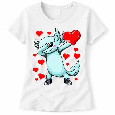 Dabbing Axolotl Heart funny Valentines Day Womens T-Shirt