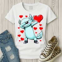 Dabbing Axolotl Heart funny Valentines Day Womens T-Shirt