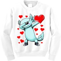 Dabbing Axolotl Heart funny Valentines Day Kids Sweatshirt