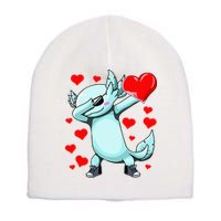 Dabbing Axolotl Heart funny Valentines Day Short Acrylic Beanie