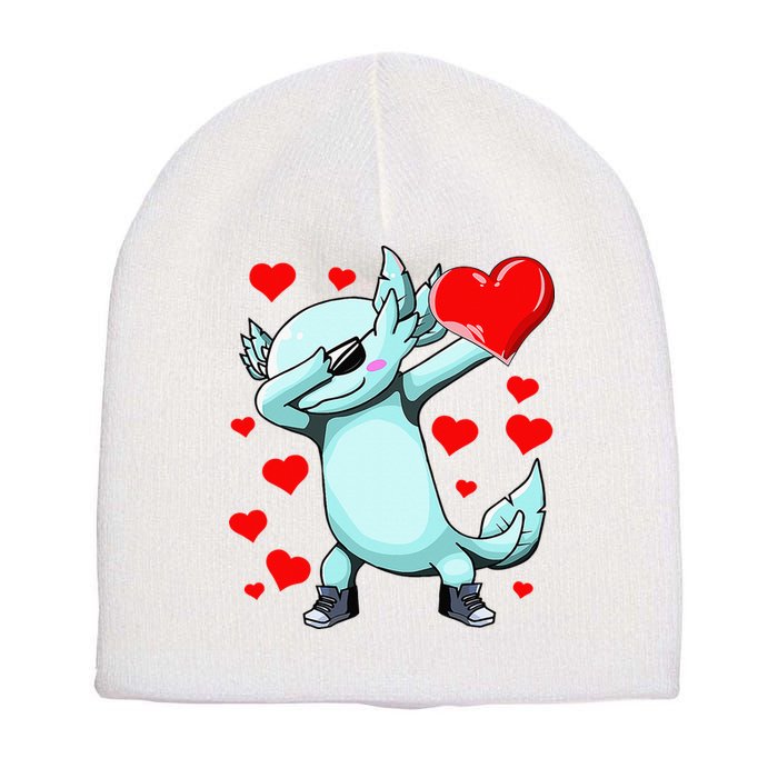 Dabbing Axolotl Heart funny Valentines Day Short Acrylic Beanie