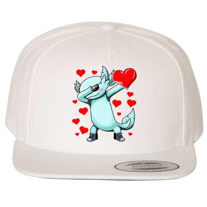 Dabbing Axolotl Heart funny Valentines Day Wool Snapback Cap