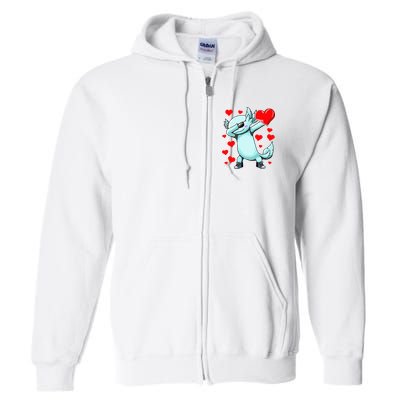 Dabbing Axolotl Heart funny Valentines Day Full Zip Hoodie
