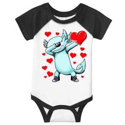 Dabbing Axolotl Heart funny Valentines Day Infant Baby Jersey Bodysuit