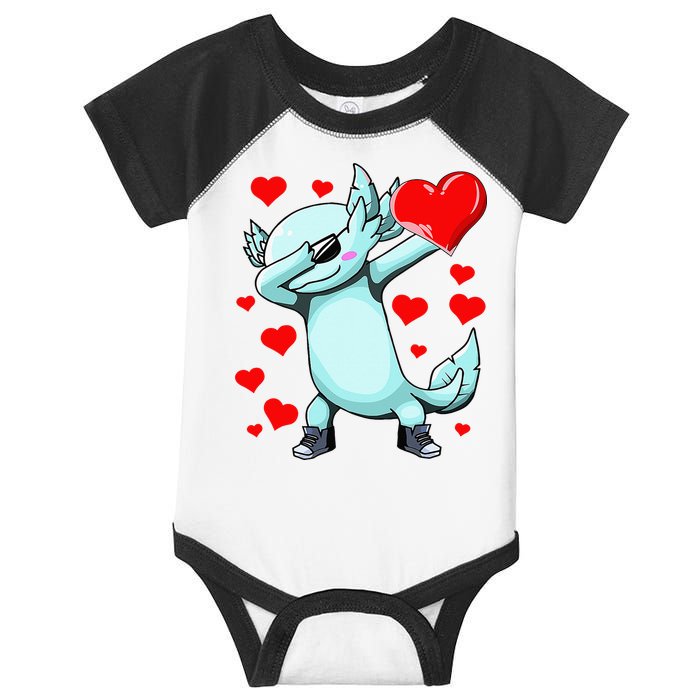 Dabbing Axolotl Heart funny Valentines Day Infant Baby Jersey Bodysuit